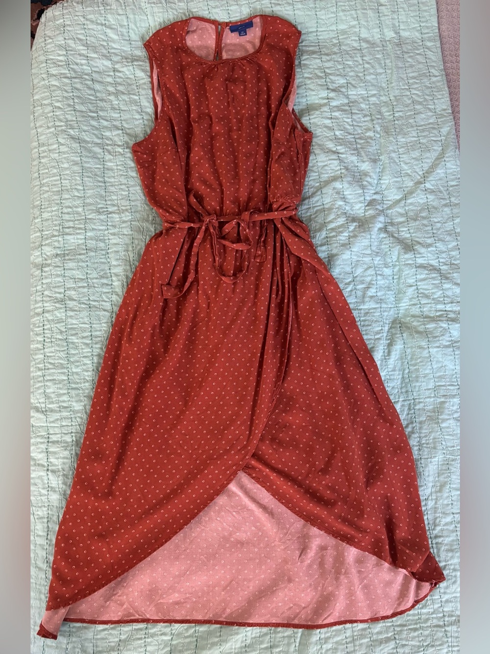 Apt. 9 Polka Dot Fall Layeirng Dress with tie waist and asymmetrical slit